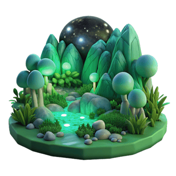 extraordinary artistic A lush, green valley teeming with bioluminescent flora, illuminated by moonlight, in a hyperrealistic style with intricate detail original png