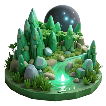 magnificent abstract A lush, green valley teeming with bioluminescent flora, illuminated by moonlight, in a hyperrealistic style with intricate detail original png