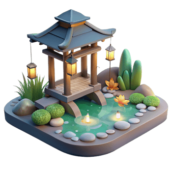 elegant classic A Serene Japanese Garden with a Koi professional png