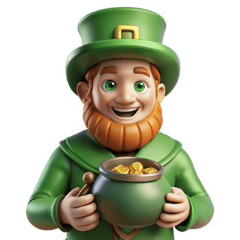 dramatic modern A portrait of a mischievous leprechaun with a pot of gold, soft magical lighting, fantasy art style exclusive png