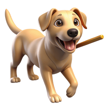 stunning modern A loyal dog fetching a stick in a green park, bright sunlight, photorealistic style genuine png