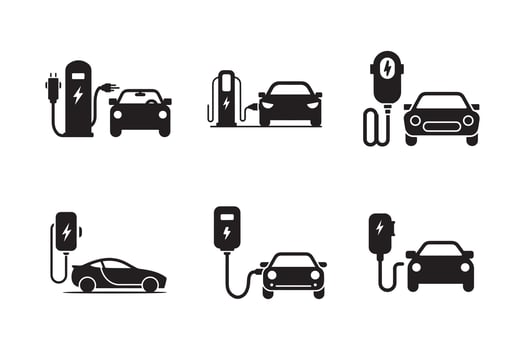 EV Charging Station Icons set. vector