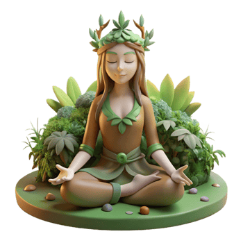 beautiful minimalist A serene dryad meditating in a sunlit forest glade, soft, diffused lighting, Pre-Raphaelite style, intricate details in the foliage exclusive png