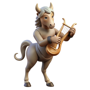 wonderful traditional A wise old centaur playing a lyre in a forest clearing, warm, natural lighting, realistic style, peaceful expression 4K png