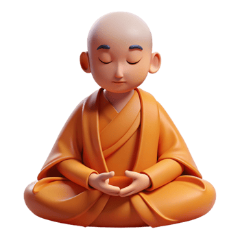 extraordinary traditional A serene monk with a shaved head and flowing orange robes, meditating, soft natural lighting, minimalist style genuine png