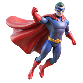 serene creative A powerful superhero with a masked face and a flowing cape, dynamic pose, comic book style lighting, cel-shaded high quality png