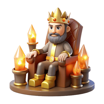 serene traditional A stoic dwarf king sitting on a throne of carved gemstones, warm candlelight, Rembrandt style professional png