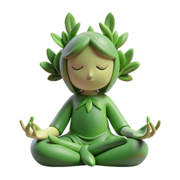 vibrant rustic A serene forest spirit meditating in a hidden grove, soft green lighting, nature photography style premium png