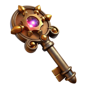 wonderful abstract A close-up of a steampunk key with intricate carvings and glowing gems, made of aged brass, illuminated by a single ray of light detailed png