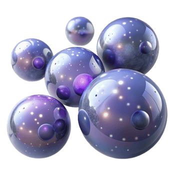 wonderful modern A field of floating, translucent orbs, each containing a miniature galaxy, with a soft, ethereal glow and a dreamlike atmosphere original png