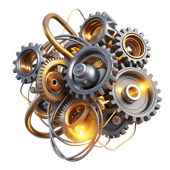 magnificent classic A Chaotic Jumble of Metallic Gears and 4K png