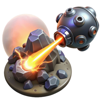 serene creative A powerful, energy weapon, firing a beam of pure energy, illuminating a dark, alien landscape. Dynamic, explosive style premium png