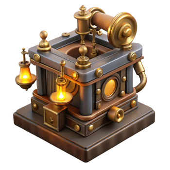 impressive rustic A Steampunk Music Box Playing a detailed png