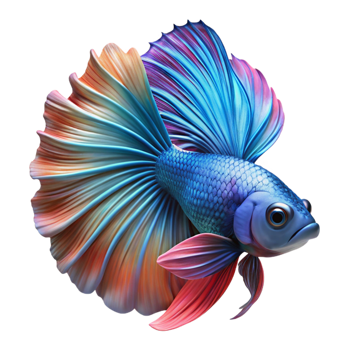 beautiful minimalist A vibrant betta fish flaring its fins, intricate detail, dark background, macro photography style professional png