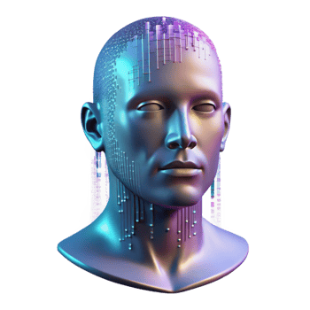 extraordinary abstract A holographic projection of a human face, fragmenting and dissolving into binary code, against a backdrop of swirling nebulae. Neon lighting, abstract style genuine png
