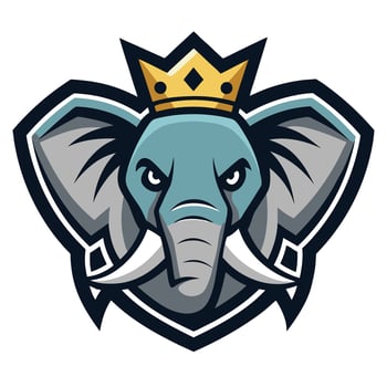 abstract elephant head with crown mascot logo vector