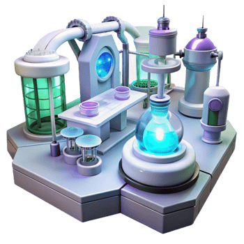 magnificent classic A futuristic laboratory filled with glowing equipment, sterile white light, science fiction style high resolution png