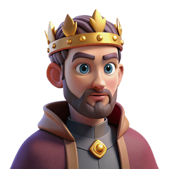impressive abstract Portrait of a regal king with a crown, a velvet robe, and a stern expression, lit by candlelight in a castle professional png