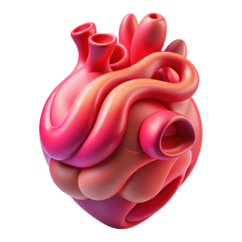 vibrant rustic An abstract representation of a human heart, composed of swirling lines and organic shapes, in shades of red and pink, under a warm, ambient lighting 4K png