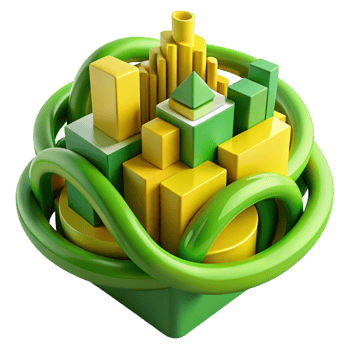 elegant rustic A dynamic composition of intersecting lines and curves, in vibrant hues of green and yellow, resembling a futuristic cityscape detailed png