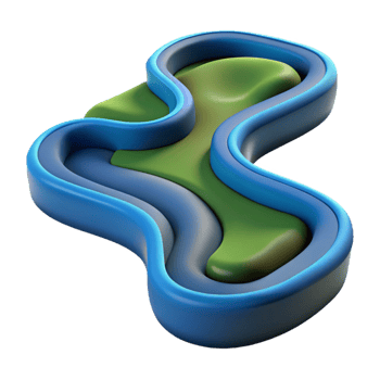 magnificent modern A winding river seen from above, aerial view, abstract style authentic png