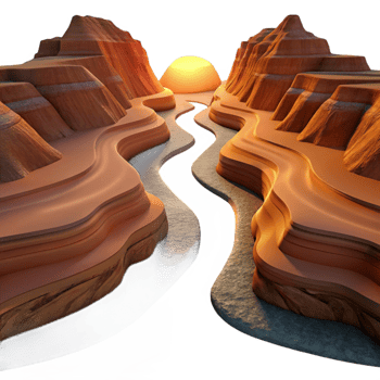serene modern A Winding River Cutting Through a original png