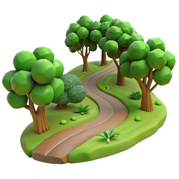 dramatic classic A winding dirt road through a lush green forest, dappled sunlight, painted by Claude Monet 4K png