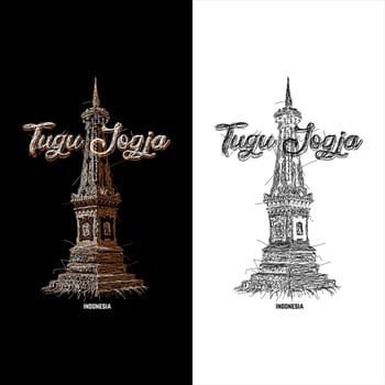 Yogyakarta monument design with line art style vector