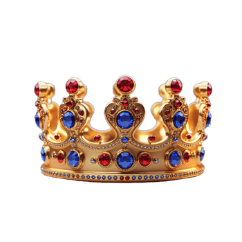High quality Crown with red and blue gemstone png