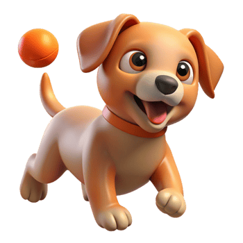 stunning rustic A playful puppy chasing a ball, bright and cheerful lighting, cartoon style exclusive png