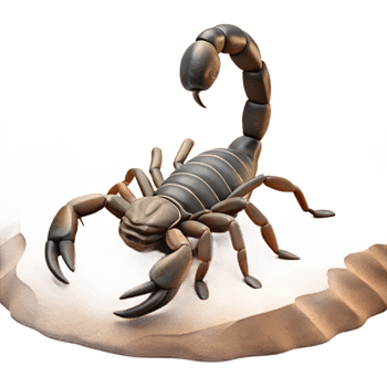 wonderful creative A scorpion in the desert, harsh lighting and sandy texture, realistic digital art exclusive png