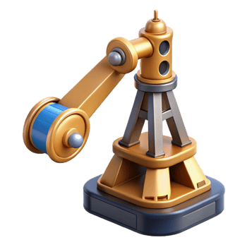 stunning abstract A robotic arm assembling a miniature replica of the Eiffel Tower, precise and detailed illustration, studio lighting high resolution png