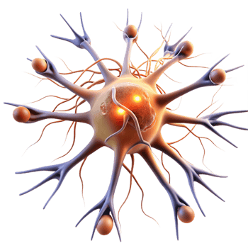 elegant traditional A single human neuron firing, intricate connections and electrical impulses, scientific illustration style original png