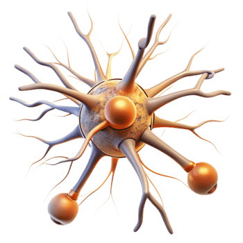 dramatic traditional A single human neuron firing, intricate connections and electrical impulses, scientific illustration style authentic png