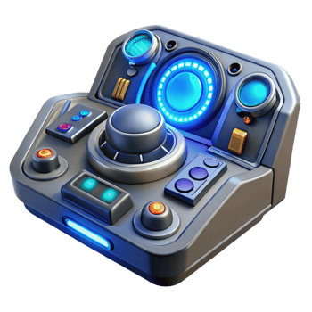 beautiful rustic A futuristic control panel with glowing buttons and intricate dials, complex and detailed, dim blue lighting high resolution png