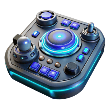 vibrant vintage A futuristic control panel with glowing buttons and intricate dials, complex and detailed, dim blue lighting genuine png