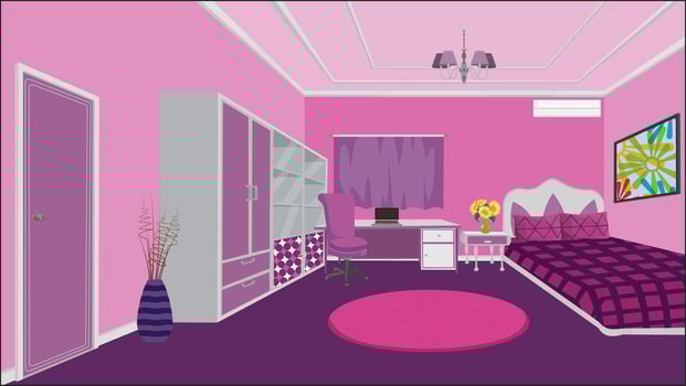 Bedroom Graphic Interior Design Illustration Home vector