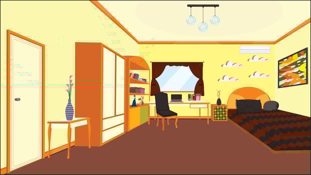 Empty Bedroom Interior Design Home Interior Illustration vector