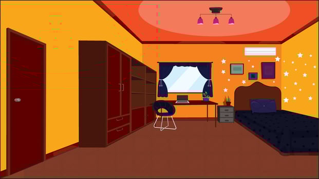 Empty Bedroom Interior Design With Furniture vector