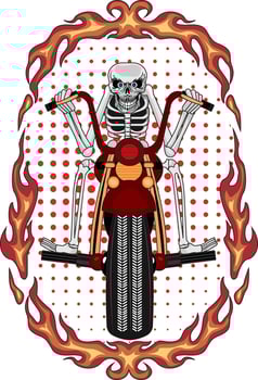 Skeleton Riding A Motorbike Fire Design vector