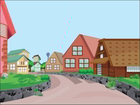 Village Town House Background Illustrations vector