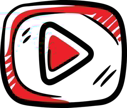 Red Play Button icon mascot logo vector