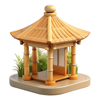magnificent contemporary Bamboo and paper pavilion, delicate structure, soft natural light, Japanese aesthetic high resolution png