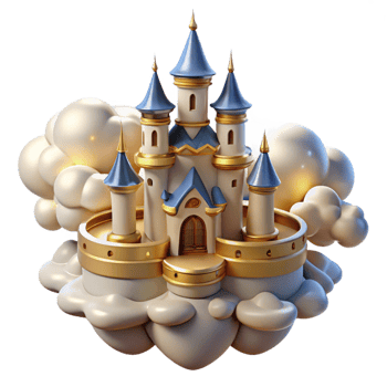 wonderful creative Floating Castle in the Sky Surrounded high resolution png