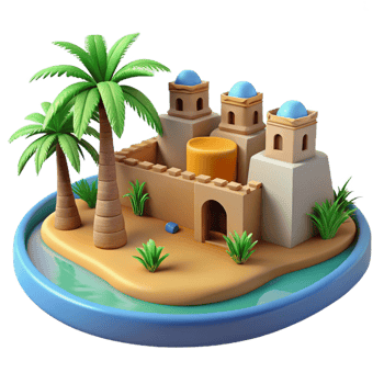 wonderful artistic Desert Oasis with a Traditional Mud premium png