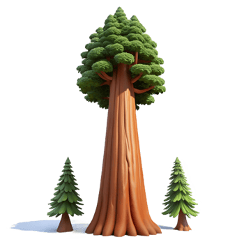 elegant modern A giant sequoia tree towering over a forest, majestic, awe-inspiring, landscape photography detailed png