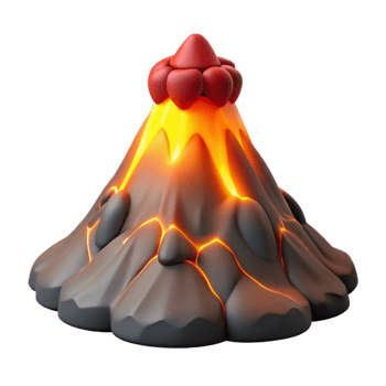 vibrant creative A volcanic eruption at night, fiery orange and red hues, dramatic, photorealistic genuine png