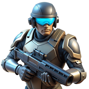 serene rustic A futuristic soldier holding a plasma rifle, his visor reflecting a battlefield scene, gritty realism style, low-key lighting premium png