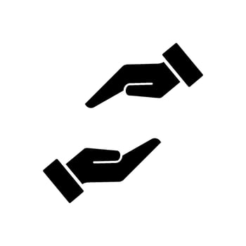 Hands icon representing care and support in a minimalistic design vector
