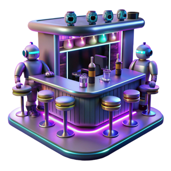elegant contemporary A Futuristic Bar Filled with Robots authentic png